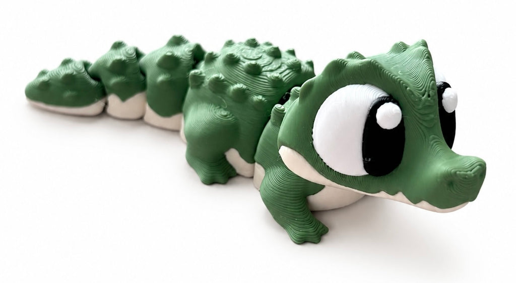 Snappy the Crocodile - Mini Mate | 3D Printed Articulated Crocodile + Matching 3" Vinyl Sticker