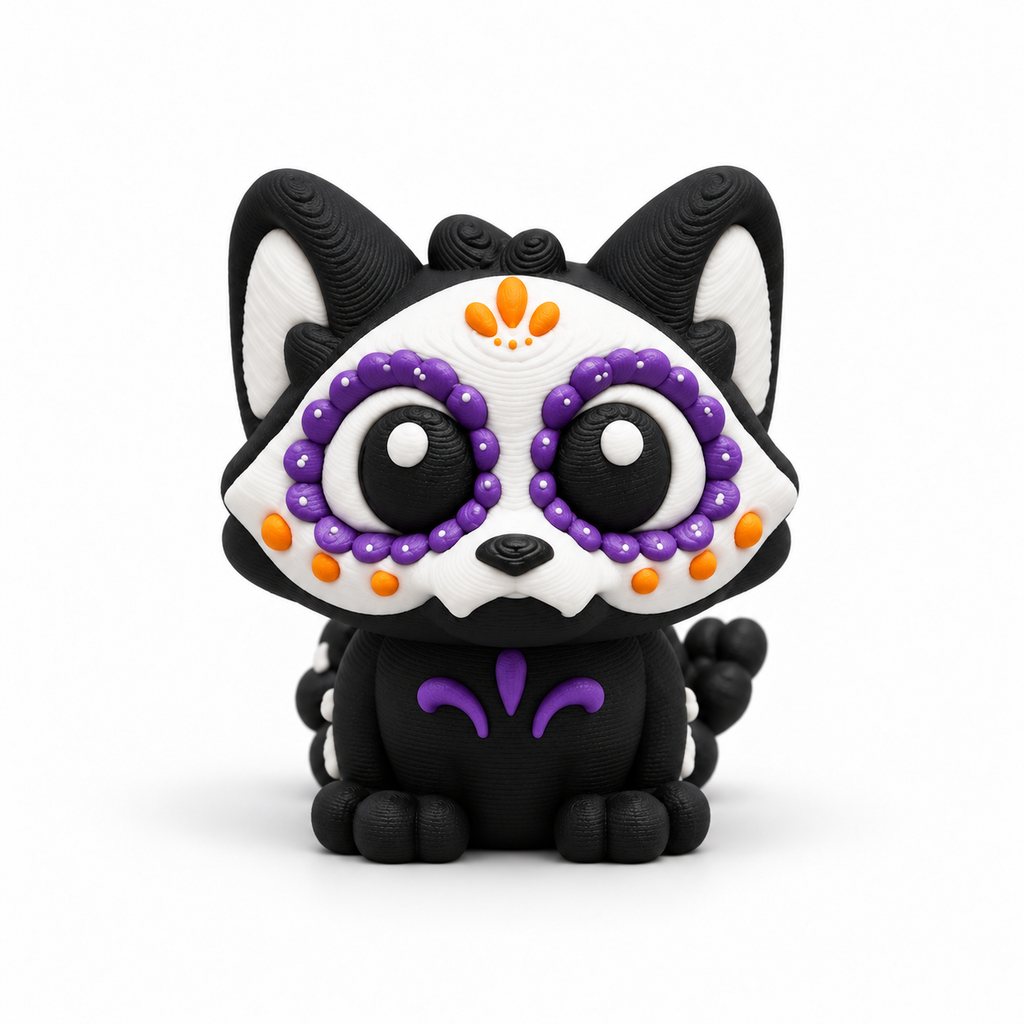 Colorful Sugar Skull Kitty
