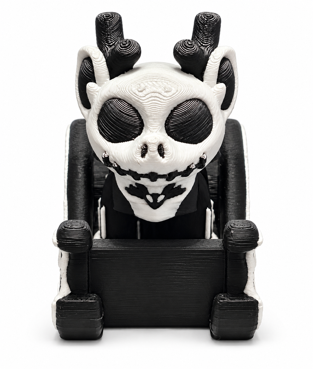 Spooky Black/White Reindeer & Sleigh - 3D Printed Christmas Collectible