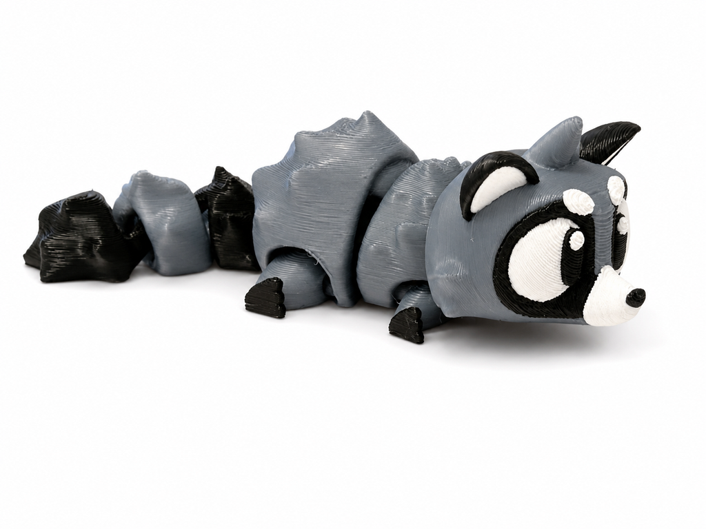 Bandit the Raccoon - Mini Mate | 3D Printed Articulated Raccoon + Matching 3" Vinyl Sticker