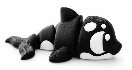 Atlas the Orca - Mini Mate | 3D Printed Articulated Orca + Matching 3" Vinyl Sticker