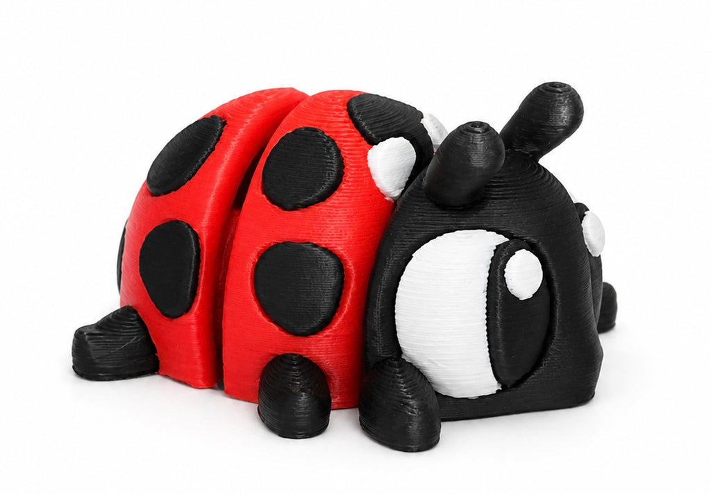 Lucky the Ladybug - Mini Mate | 3D Printed Articulated Ladybug + Matching 3" Vinyl Sticker