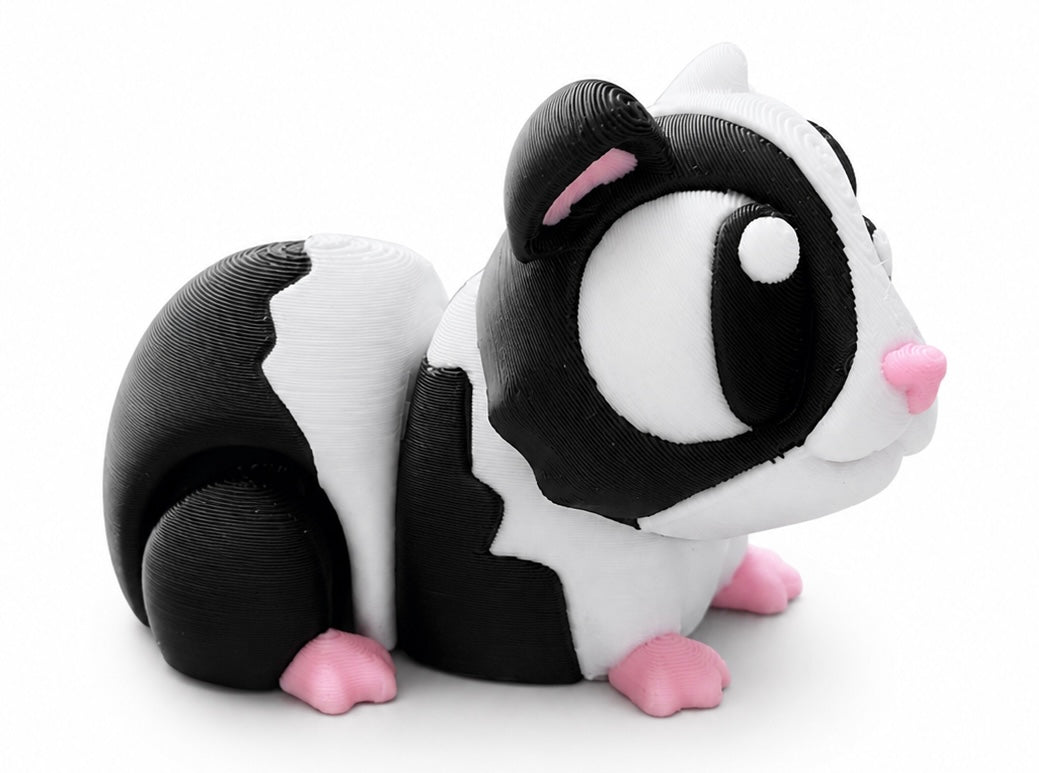 Tux the Guinea Pig - Mini Mate | 3D Printed Articulated Guinea Pig + Matching 3" Vinyl Sticker