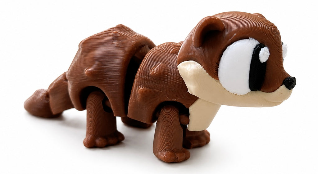 Ollie the Otter - Mini Mate | 3D Printed Articulated Otter + Matching 3" Vinyl Sticker