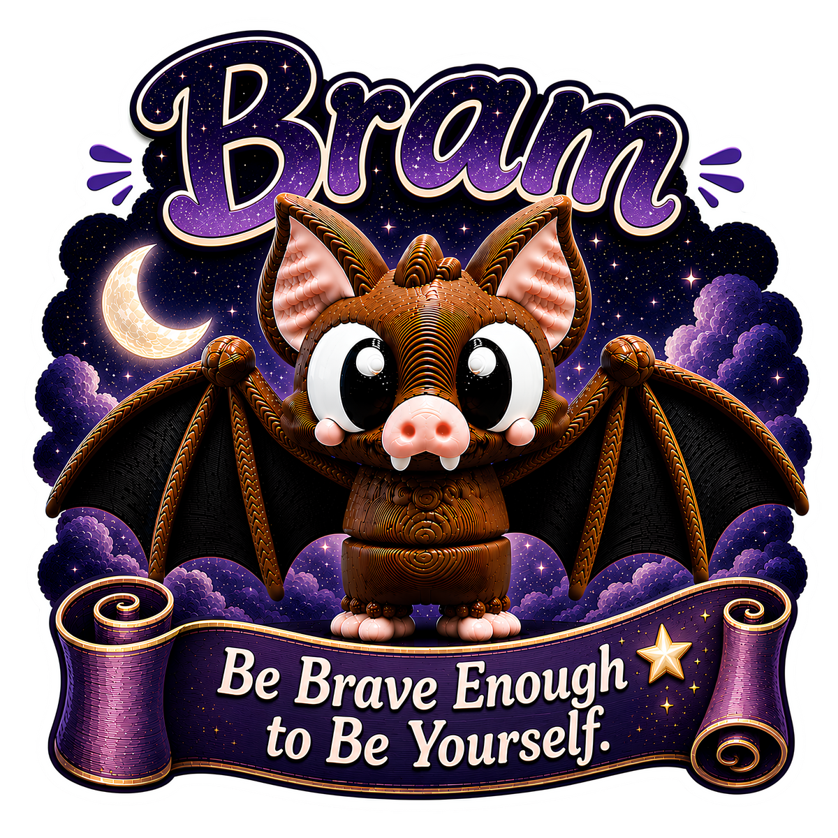 Bram the Bat - Mini Mate | 3D Printed Articulated Bat + Matching 3" Vinyl Sticker