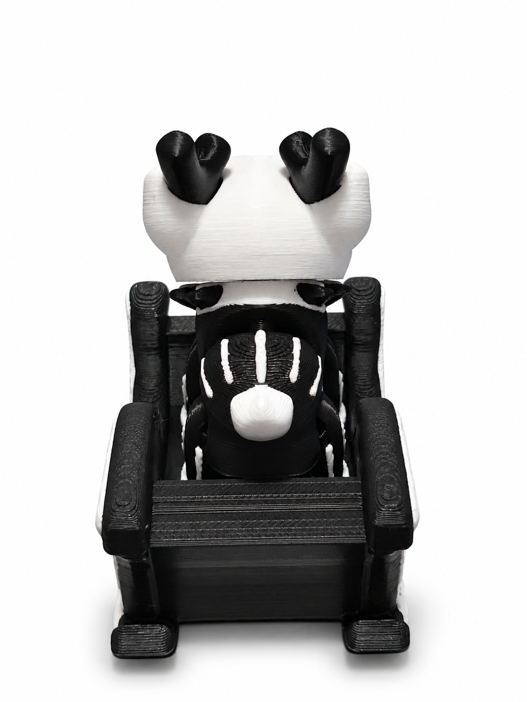 Spooky Black/White Reindeer & Sleigh - 3D Printed Christmas Collectible