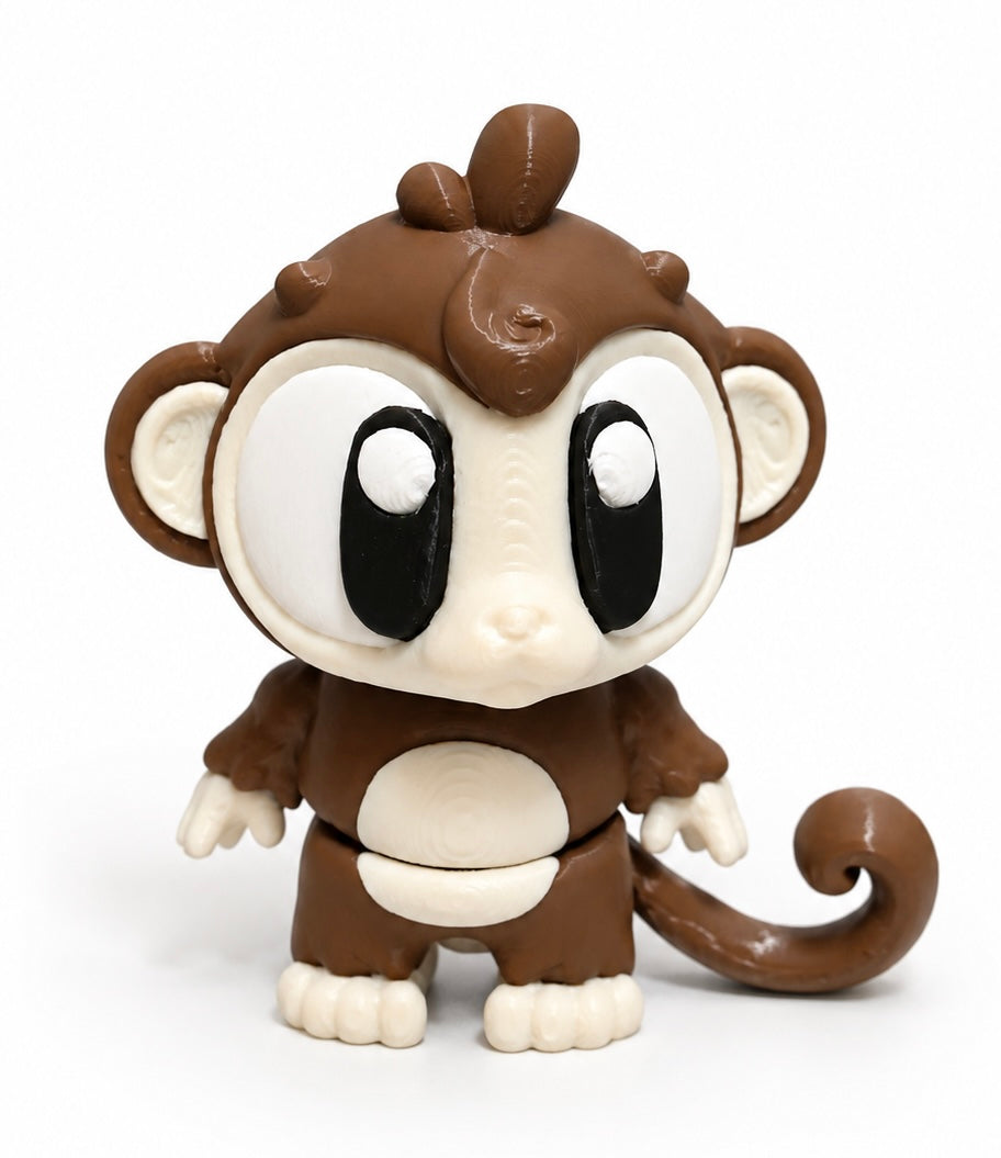 Milo the Monkey - Mini Mate | 3D Printed Articulated Monkey + Matching 3" Vinyl Sticker