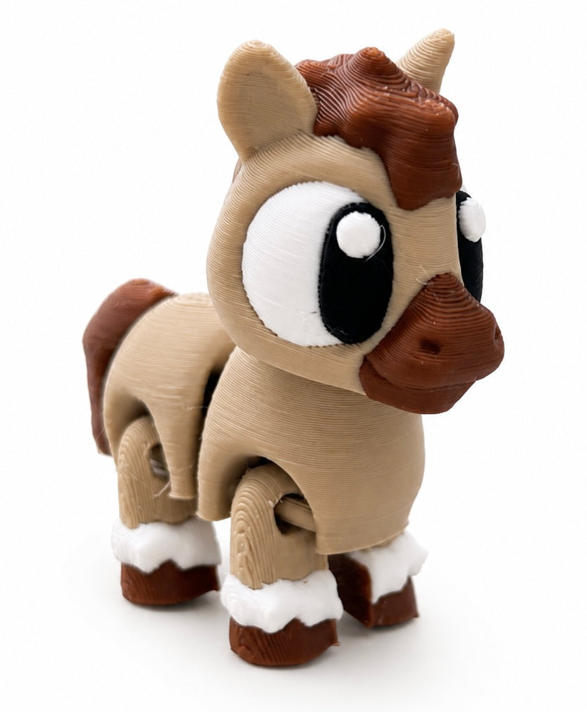Willow the Horse - Mini Mate | 3D Printed Articulated Horse + Matching 3" Vinyl Sticker
