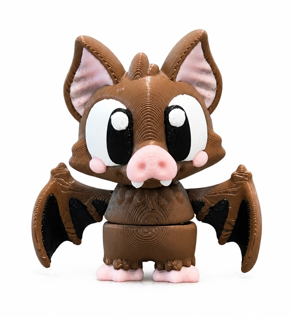 Bram the Bat - Mini Mate | 3D Printed Articulated Bat + Matching 3" Vinyl Sticker