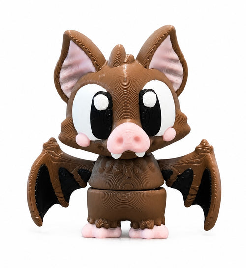 Bram the Bat - Mini Mate | 3D Printed Articulated Bat + Matching 3" Vinyl Sticker