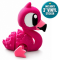 Flora the Flamingo - Mini Mate | 3D Printed Articulated Flamingo + Matching 3" Vinyl Sticker
