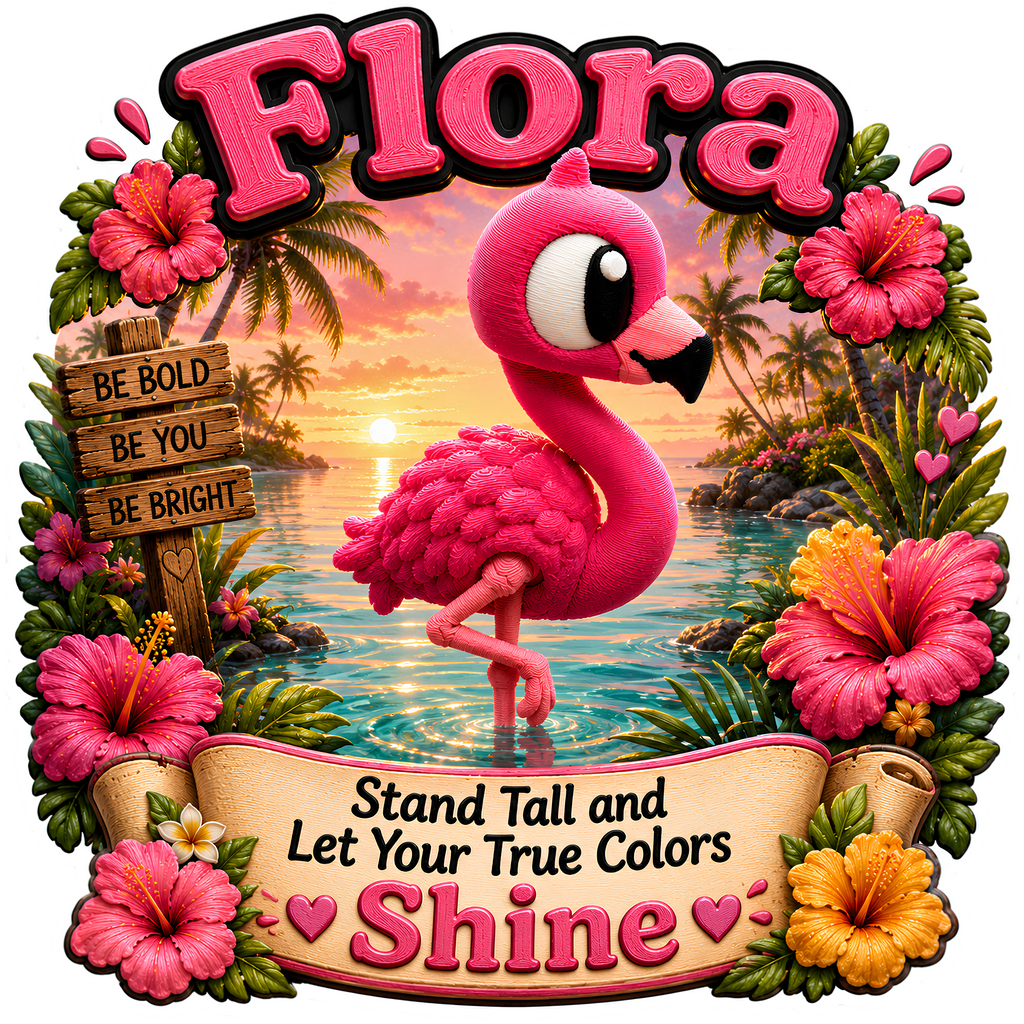 Flora the Flamingo - Mini Mate | 3D Printed Articulated Flamingo + Matching 3" Vinyl Sticker