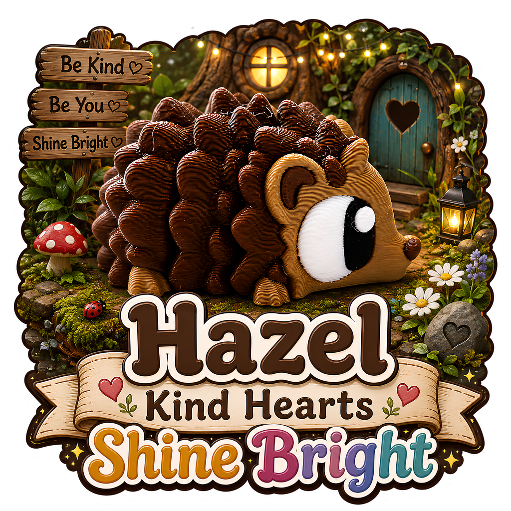 Hazel the Hedgehog - Mini Mate | 3D Printed Articulated Hedgehog + Matching 3" Vinyl Sticker