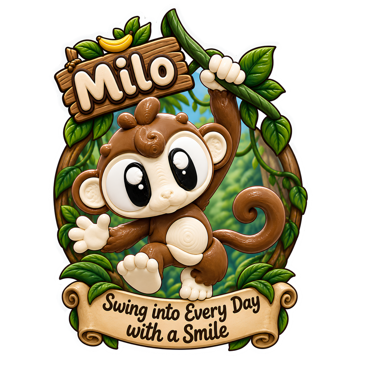 Milo the Monkey - Mini Mate | 3D Printed Articulated Monkey + Matching 3" Vinyl Sticker
