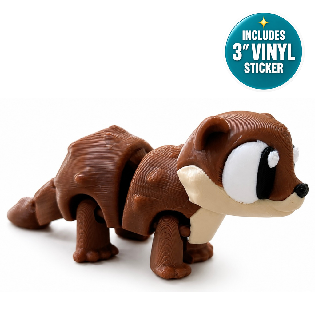 Ollie the Otter - Mini Mate | 3D Printed Articulated Otter + Matching 3" Vinyl Sticker