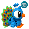 Jewel the Peacock - Mini Mate | 3D Articulated Peacock + Matching 3" Vinyl Sticker