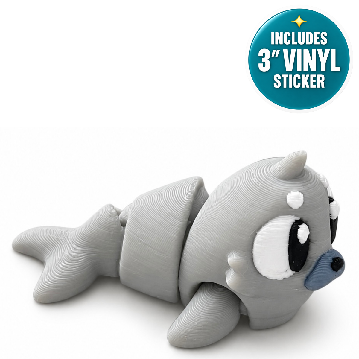 Harbor the Seal - Mini Mate | 3D Printed Articulated Seal + Matching 3" Vinyl Sticker