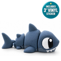Finnick ("Finn") the Shark - Mini Mate | 3D Printed Articulated Shark + Matching 3" Vinyl Sticker