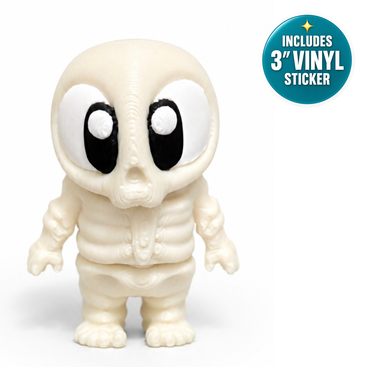 Skelly the Skeleton - Mini Mate | 3D Printed Articulated Skeleton + Matching 3" Vinyl Sticker