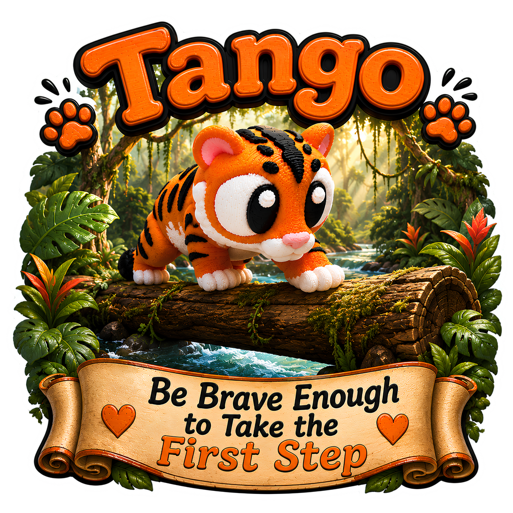 Tango the Tiger - Mini Mate | 3D Printed Articulated Tiger + Matching 3" Vinyl Sticker