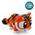 Tango the Tiger - Mini Mate | 3D Printed Articulated Tiger + Matching 3" Vinyl Sticker