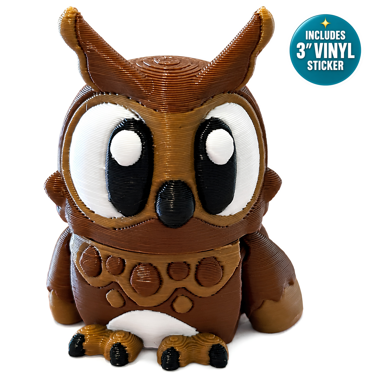 Olive the Owl - Mini Mate | 3D Articulated Owl + Matching 3" Vinyl Sticker
