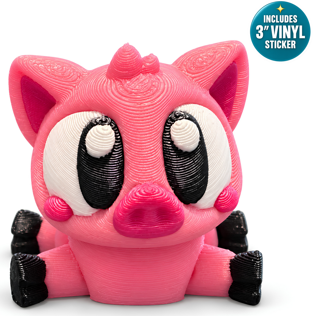 Poppy the Pig - Mini Mate | 3D Articulated Pig + Matching 3" Vinyl Sticker
