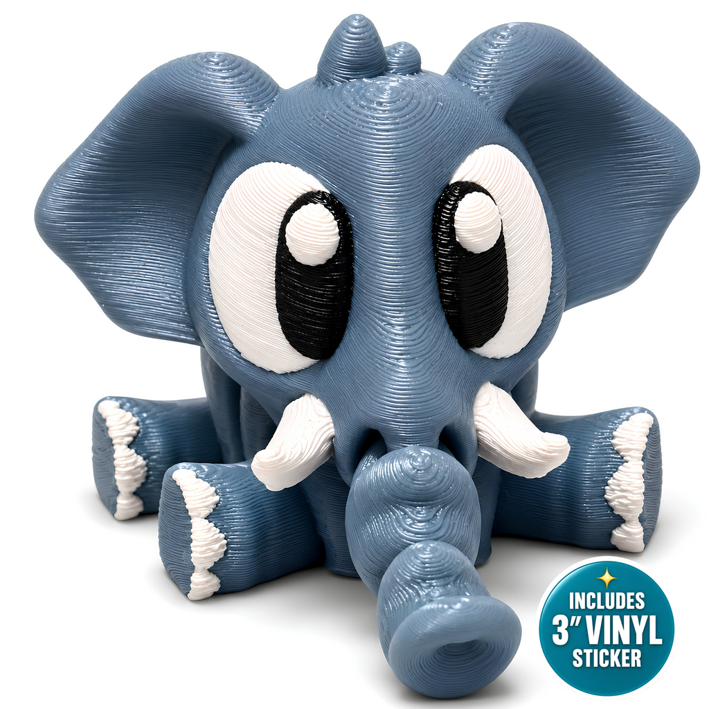 Eli the Elephant - Mini Mate | 3D Articulated Elephant + Matching 3" Vinyl Sticker