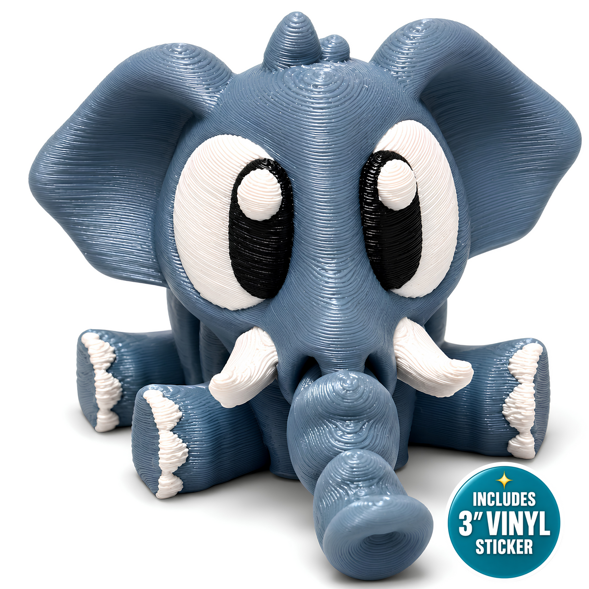 Eli the Elephant - Mini Mate | 3D Articulated Elephant + Matching 3" Vinyl Sticker